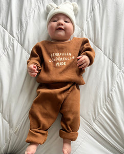 FEARFULLY WONDERFULLY MADE BROWN BABY CLOTHING SET