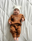 FEARFULLY WONDERFULLY MADE BROWN BABY CLOTHING SET